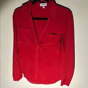Express Women's Red Button-Up Top. Size S/P